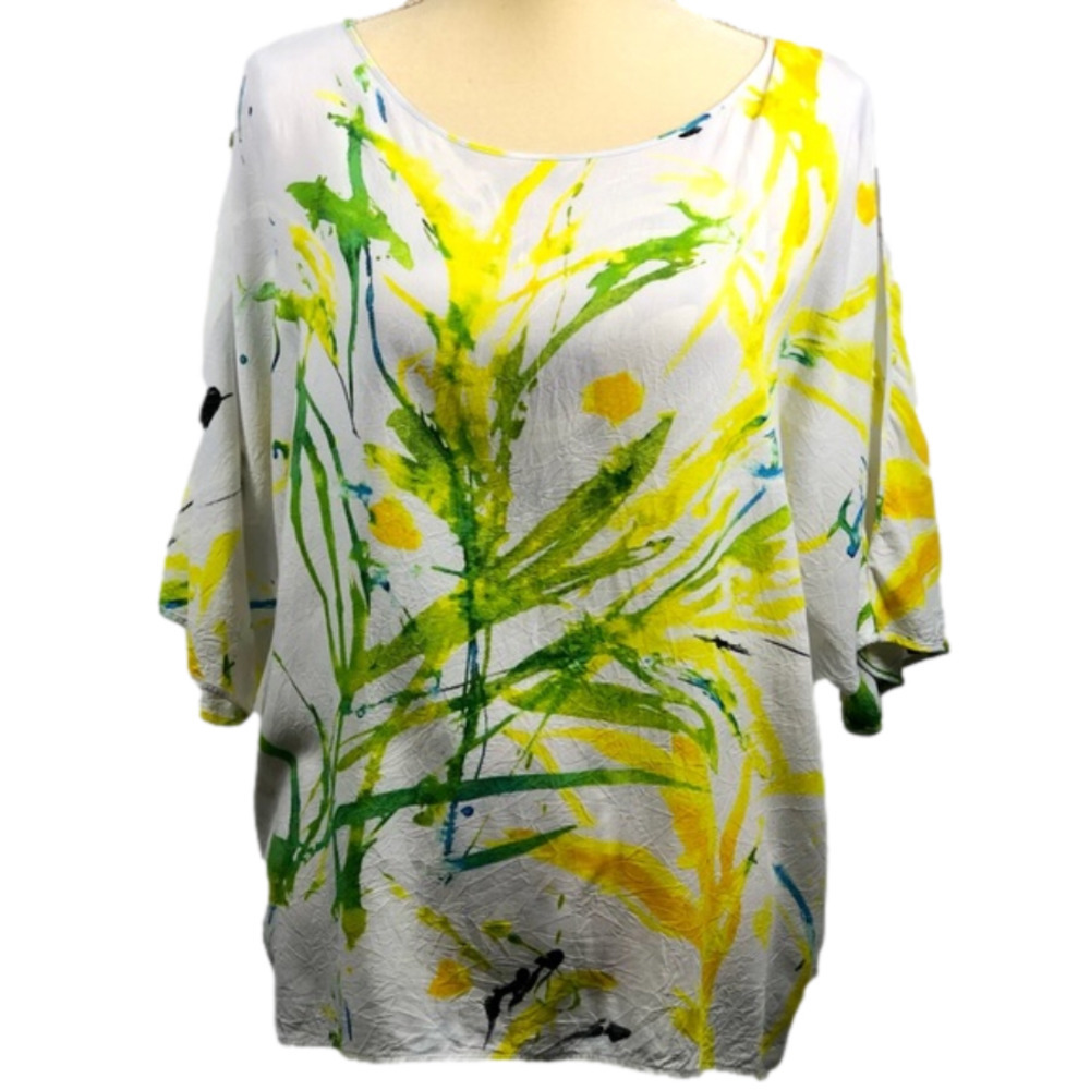 JAMS world bianca cold-Shoulder floral print shortsleeved top. size medium